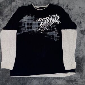 Vintage World Industries Black and Gray Long Sleeve Men's Tee